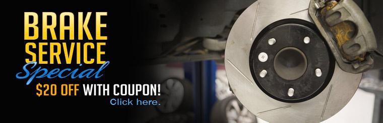 Take $20 off any brake service.