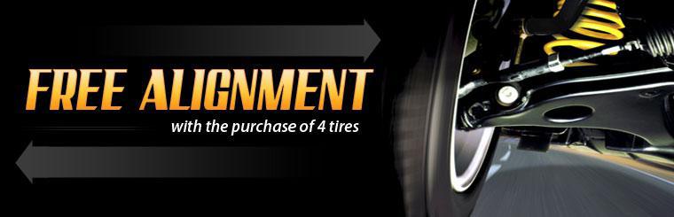 Get a free alignment with the purchase of four tires.