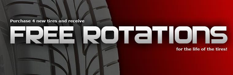 Purchase four new tires and receive free rotations for the life of the tires!