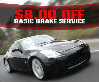 $8.00 off basica brake service.