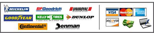 We carry Michelin, BFGoodrich, Uniroyal, Goodyear, Kelly Tires, Dunlop, Continental, and Denman products. We accept the following payment methods: Visa, MasterCard, American Express, Discover, cash, and checks.