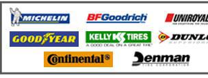We carry Michelin, BFGoodrich, Uniroyal, Goodyear, Kelly Tires, Dunlop, Continental, and Denman products.
