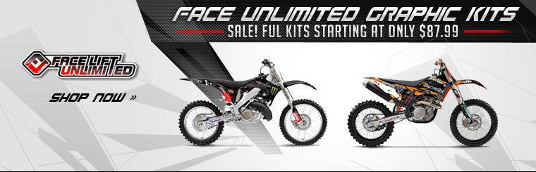 Face Unlimited Graphic Kits are on sale! Full kits start at only $87.99. Click here to shop now.