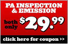 PA Inspection & Emission. Both only $29.99. Click for coupon.