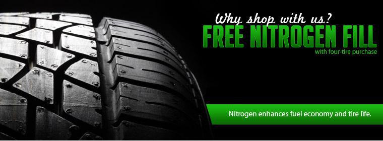 Get a free Nitrogen fill with a four-tire purchase.