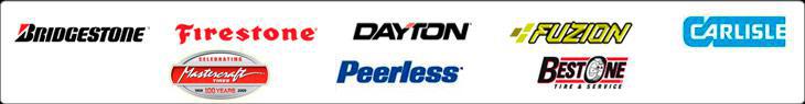 We offer great products by Bridgestone, Firestone, Dayton, Fuzion, Carlisle, Mastercraft, Peerless, and Best One.