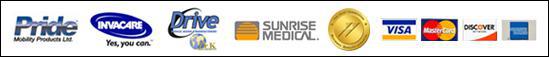 We carry Pride, Invacare, Drive, and Sunrise Medical products. We accept Visa, MasterCard, Discover, and American Express. We're accredited by the JCAHO.