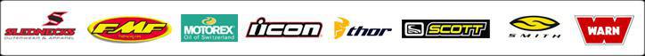We carry products from Slednecks, FMF, Motorex, Icon, Thor, Scott, Smith, and Warn.