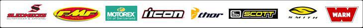 We carry products from Slednecks, FMF, Motorex, Icon, Thor, Scott, Smith, and Warn.
