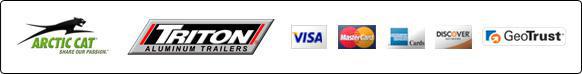 We carry Arctic Cat and Triton products. We accept Visa, MasterCard, American Express, and Discover cards. This site is secured by GeoTrust.