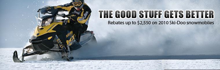 Get rebates up to $2,550 on 2010 Ski-Doo snowmobiles.