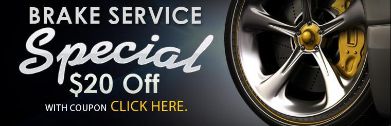 Get $20 off brake service! Click here for coupon.
