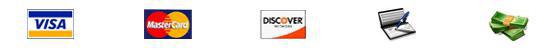 We accept Visa, MasterCard, Discover, checks, and cash.