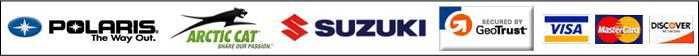 We carry Polaris, Arctic Cat, and Suzuki products. Our site is secured by GeoTrust. We accept Visa, MasterCard, and Discover.