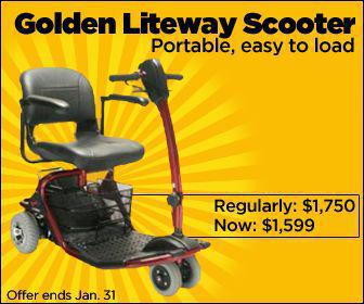 Golden Liteway Scooter: Portable, easy to load. Regularly: $1,750. Now: $1,599! Offer ends Jan. 31.