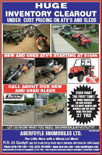 HUGE INVENTORY CLEAROUT - Aberfoyle Snowmobiles, LTD.