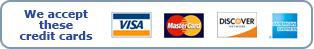 We accept these credit cards: Visa, MasterCard, Discover, and American Express.