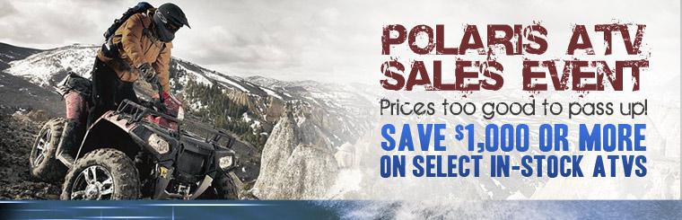 Save $1,000 or more on select in-stock ATVs during the Polaris ATV Sales Event.