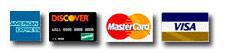 We accept American Express, Discover, MasterCard, and Visa.
