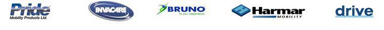 We carry products from Pride, Invacare, Bruno, Harmar, and Drive.
