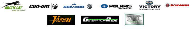 We carry products from Arctic Cat, Can-Am, Sea-Doo, Polaris, Victory, Generation Ride, Anvil, Schwinn scooter, and Vanish E-UTV.