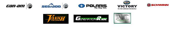 We carry products from Arctic Cat, Can-Am, Sea-Doo, Polaris, Victory, Generation Ride, Anvil, Schwinn scooter, and Vanish E-UTV.