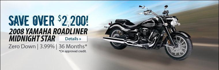 Save over $2,200 on the 2008 Yamaha Roadliner Midnight Star. Click here for more information.