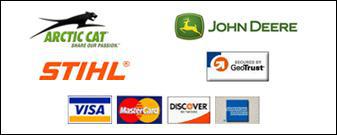 We offer products from Arctic Cat, John Deere, and STIHL. We accept the following forms of payment: Visa, MasterCard, Discover, and American Express.