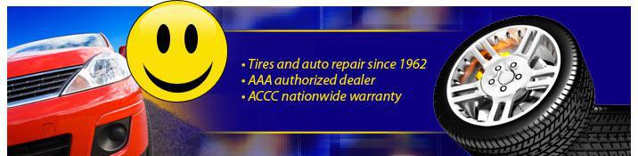 Tires and auto repair since 1962. AAA authorized dealer. ACCC nationwide warranty.