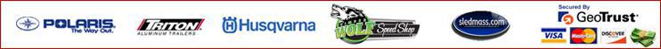 We carry Polaris, Triton, Husqvarna, and sledmass.com products.  Our site is secured by GeoTrust. We accept Visa, MasterCard, Discover, and cash.