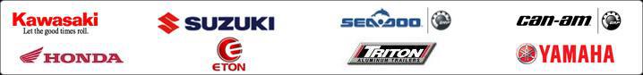 We carry products from Kawasaki, Suzuki, Sea-Doo, Can-Am, Honda, E-TON, Triton Trailers, and Yamaha.