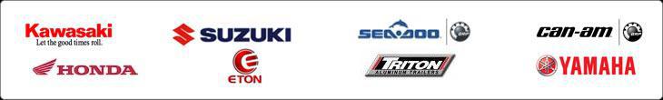 We carry products from Kawasaki, Suzuki, Sea-Doo, Can-Am, Honda, E-TON, Triton Trailers, and Yamaha.