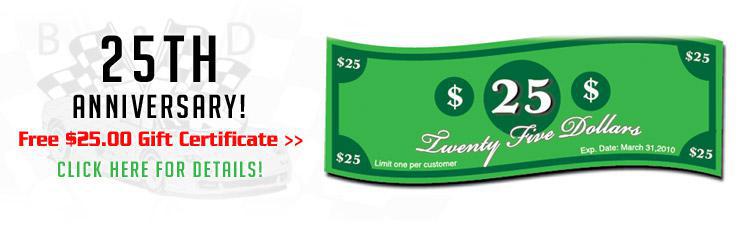 It's our 25th anniversary! Get a free $25.00 gift certificate!