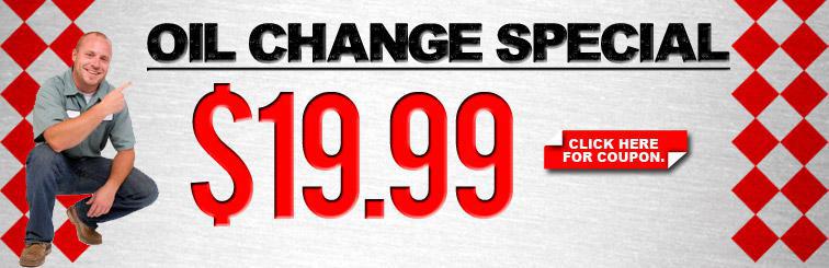Oil change special: $19.99. Click here for coupon.
