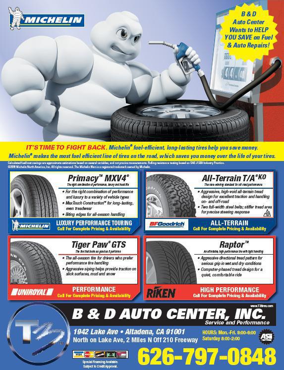 Promotions - B & D Tire - Click for a full, printable version!