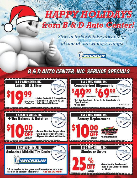 Promotions - B & D Tire - Click for a full, printable version!