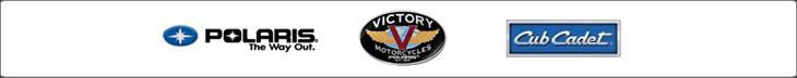 We carry products from Polaris, Victory, and Cub Cadet.