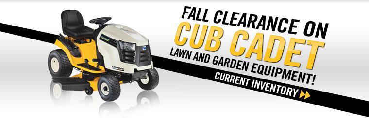 Click here for Cub Cadet lawn and garden equipment, now on clearance for fall!