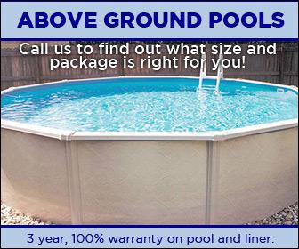 Above Ground Pools: Call us to find out what size and package is right for you! 3 year, 100% warranty on pool and liner.