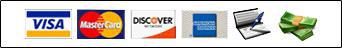 We accept Visa, MasterCard, Discover, American Express, checks, and cash.
