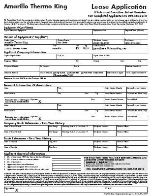 Amarillo Thermo King, Inc. Financing Form