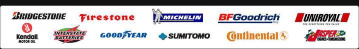 We carry Bridgestone, Firestone, Michelin, BFGoodrich, Uniroyal, Multi-Mile, Sumitomo, and Continental products.