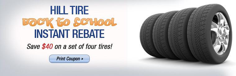 Save $40 on a set of four tires! Click here for coupon.