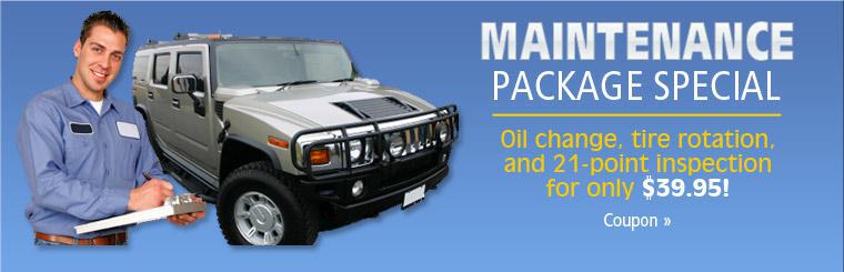 Get an oil change, tire rotation, and 21-point inspection for only $39.95! Click here for coupon.