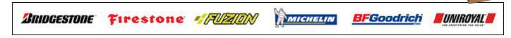 Bridgestone, Firestone, Fuzion, Michelin, BFGoodrich, Uniroyal
