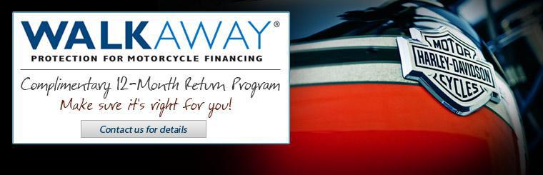 Walk Away® Protection for Motorcycle Financing: Make sure our complimentary twelve-month return program is right for you! Contact us for details.