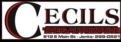 Cecil's Tire & Automotive; 612 E. Main St. Jenks, 299-0521