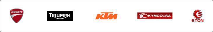 We carry products from Ducati, Triumph, KTM, KYMCO, and E-TON.