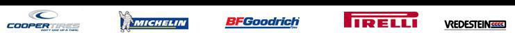 We carry the following brands: Cooper Tires, Michelin, BFGoodrich,  Pirelli, Vredestein, Kumho Tires, Kenda, Goodyear, Continental, and General Tire.
