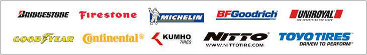 We proudly carry products from Michelin, BFGoodrich, Uniroyal, Toyo, Goodyear, Nitto, Bridgestone, Firestone, Kumho, and Continental.